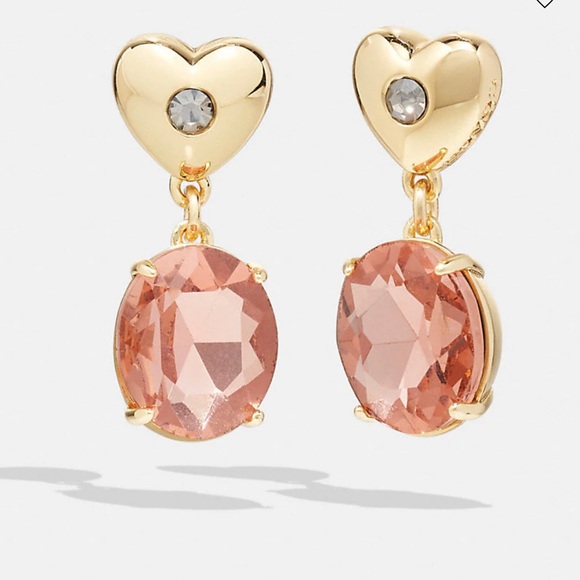 COACH Heart Stone Drop Earrings - Picture 1 of 5